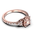 thumbnail image 2 of Beautiful Mid-century 1.25 Carat Round Cut Morganite And Diamond Moissanite Engagement Ring, Wedding Ring in 925 Sterling Silver With 18k Rose Gold Plating, 7 Stone Bridal Ring, Promise Ring, 2 of 3