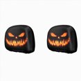 thumbnail image 5 of Halloween Orange Evil Jack‑O‑Lantern Car Headrest Covers, 2‑Pack Spooky Sinister Pumpkin Demon Face Print Vehicle Seat Head Rest Protector for Car Interior Halloween Decor, 5 of 5