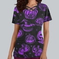 thumbnail image 2 of Tops Cortos para las Mujeres, Halloween Impreso en Cuello en V con Bolsillo, Moda Casual Manga Corta, 2 of 5