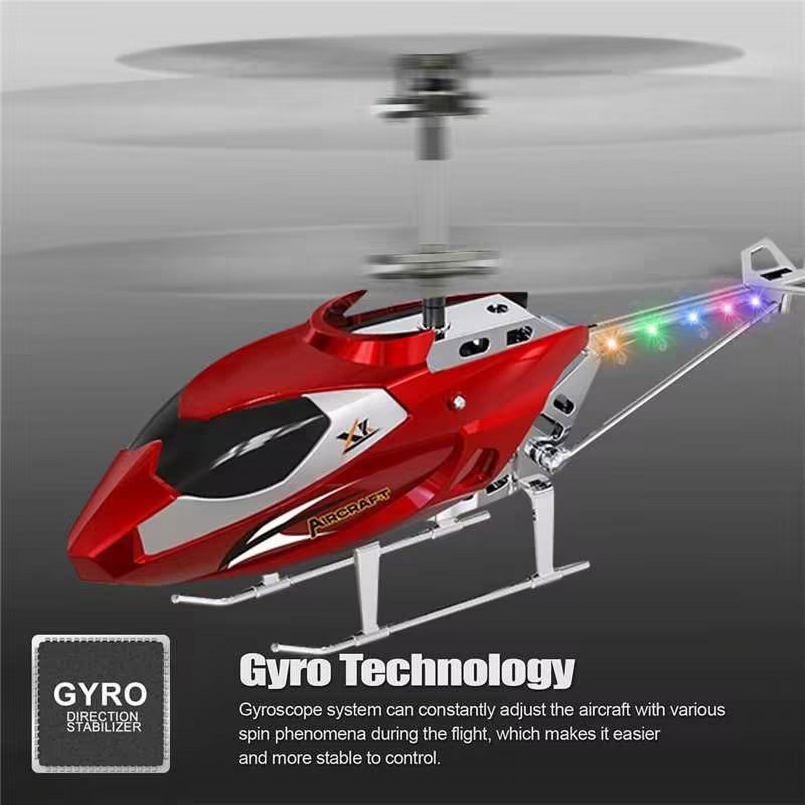 PayUSD Remote Control Helicopter Mini Gyroscope RC Helicopters LED Light for Indoor to Fly for Kids and Beginners, Red - image 3 of 8