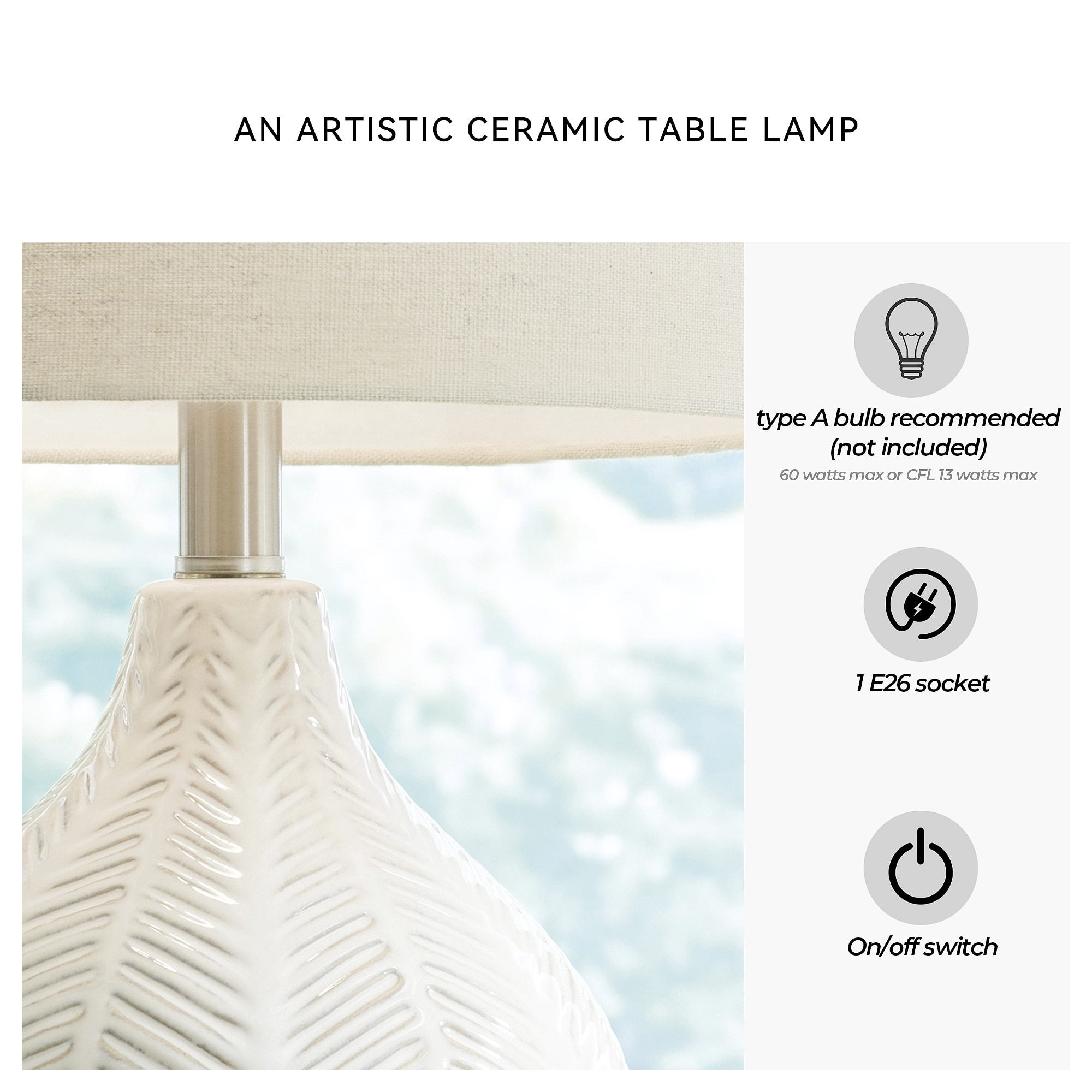 Signature Design by Ashley Casual Rainermen Table Lamp  Off White