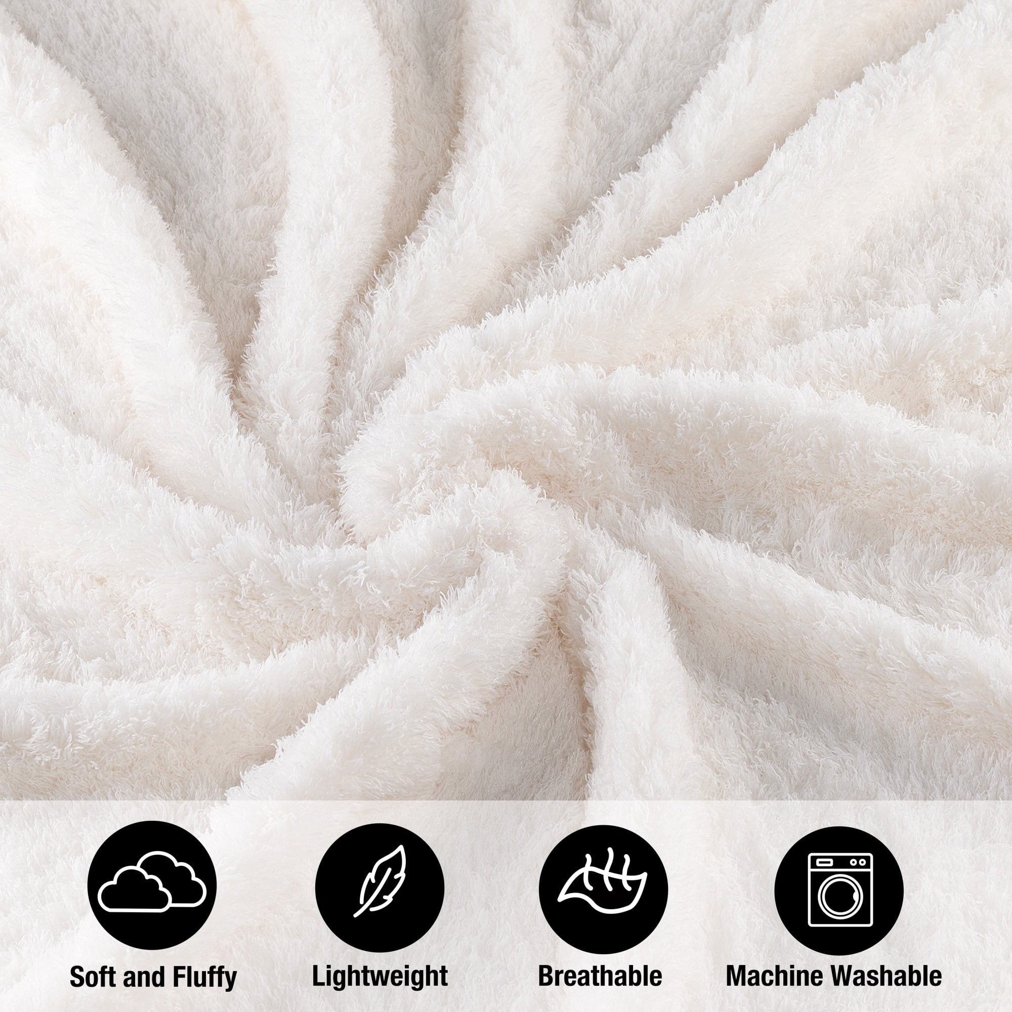 CBCHome Cozy Chenille Sherpa Throw Blanket - Soft, Plush, Fluffy Sofa and Bed Throw, Great Gift for Women, Teens - All Season Home Décor (Off White, 50" x 60")