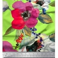 thumbnail image 1 of Soimoi Velvet Fabric Leaves & Poppy Flower Print Fabric by Yard 58 Inch Wide, 1 of 1