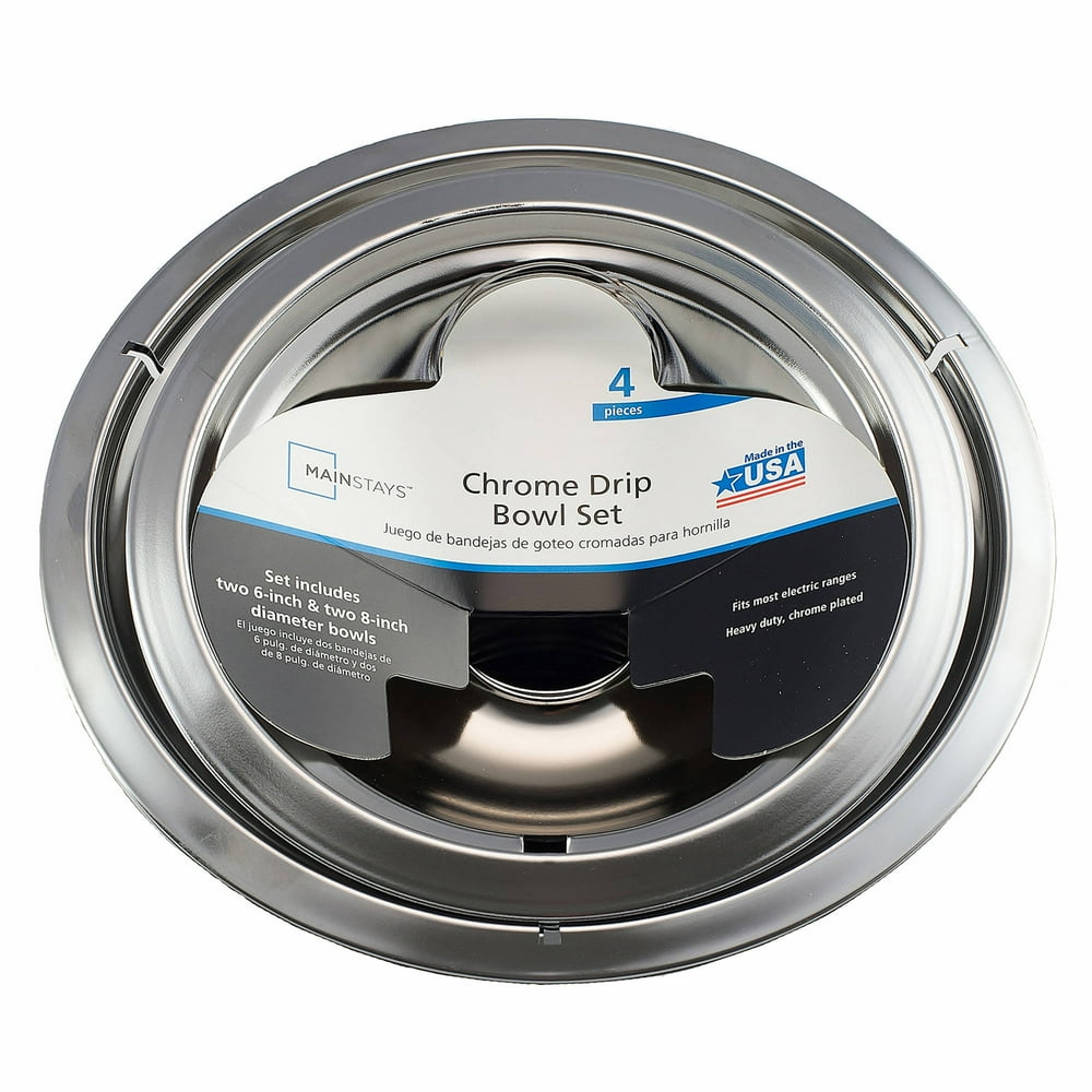 Mainstays Universal Chrome Drip Pans 4 Count