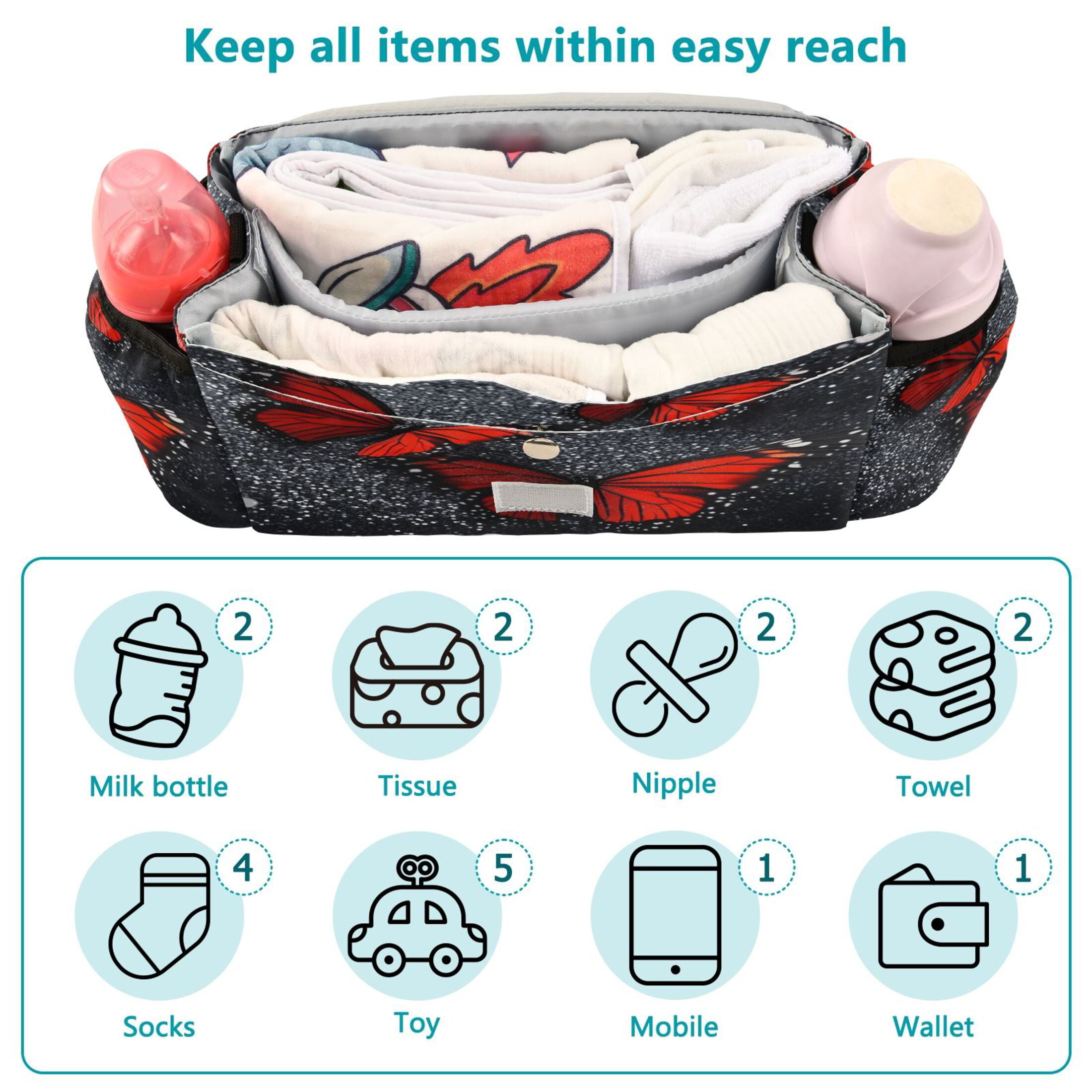 DIXRUYEE Stroller Organizer Wings Of Fire Printed
