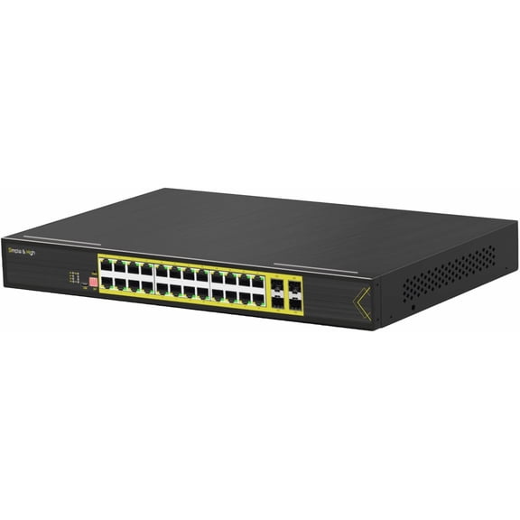 Managed 24 Port Gigabit Switch with 4 SFP Slots, USB-C Management & Redundant DC Power, L2  Rackmount Network Switch for Business
