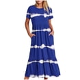 thumbnail image 1 of Fankiway Robe Longue Ample à Manches Courtes avec Poche et Col Rond Imprimé pour Femmes Rondes Robes de Printemps pour Femmes 5754, 1 of 4