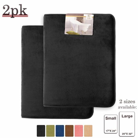 PACK OF 2: Luxurious Bath Mat Memory Foam Filled Non-Slip Absorbent Bathroom Rug