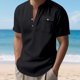 thumbnail image 4 of Ceisia Men's Slim Fit Short Sleeve Henley Shirt with Chest Pocket Casual Summer Top Black L Gifts, 4 of 9