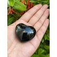 thumbnail image 3 of Black Obsidian Gemstone Hearts, Polished Black Obsidian Puffy Hearts, Black Obsidian Palm Stone, Black Obsidian Heart (5 Hearts）, 3 of 8