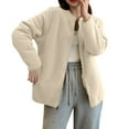 thumbnail image 2 of Antinious Womens Plus Size Fleece Jacket Women Stand Up Collar Long Sleeve Warm Zip Up Coat,Trench Coat Women,Jackets for Women Trendy,Beige,XXL, 2 of 4