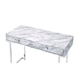 thumbnail image 3 of Elegant Desk With White Faux Marble Finish And Ornaments Functional Storage Area Writing Table Enhancements Drawers, 3 of 3