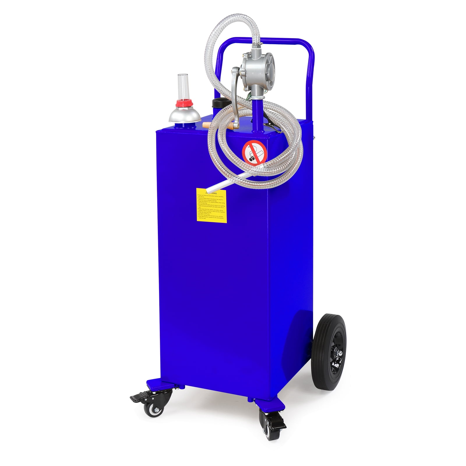 30 Gallon Fuel Caddy with Bi-Directional Hand Crank Pump, Fuel Level Gauge & Universal Rolling Wheels, Welded Steel Portable Fuel Storage Tank for Diesel Engine Oil Lubrication Oil