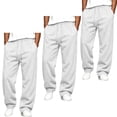 thumbnail image 2 of Hsovts Men's 3 Pack Open Bottom Sweatpants Loose Fit Athletic Pants Drawstring Elastic Waist Workout Trousers with Side Pockets, Solid Straight Leg Pants for Gym Daily Wear White 5xL, 2 of 5
