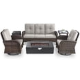 thumbnail image 3 of Opohoro 6-Piece Outdoor Patio Fire Pit Set with Sofa and Flat Arm, 43" Fire Pit Table, Propane Tank Cover for Deck Backyard, 3 of 18