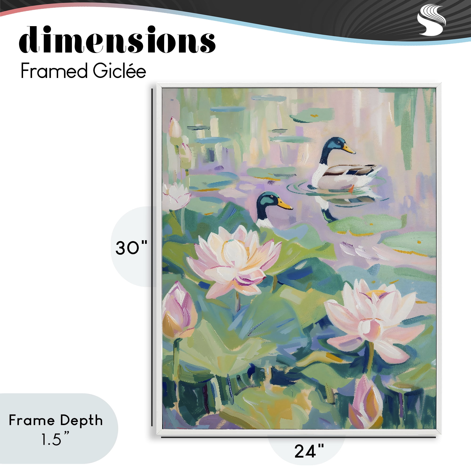 Stupell Industries Duck Pond with Lotus Flowers White Framed Giclee Art, design by The Prints Vibe