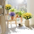 thumbnail image 6 of Morttic 6 Bundles Outdoor Artificial Camellia Flowers Fake UV Resistant Shrubs Plants, Faux Plastic Greenery for Indoor Outside Hanging Plants Garden Home Wedding Farmhouse Decor (Yellow), 6 of 14
