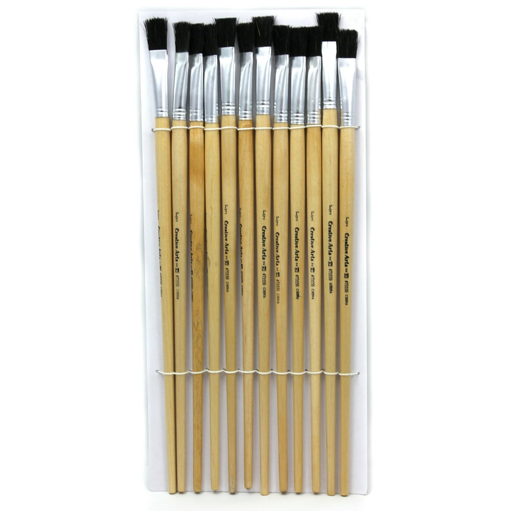 Flat Tip Easel Paint Brushes, 1/2", 12 per Set, 4 Sets