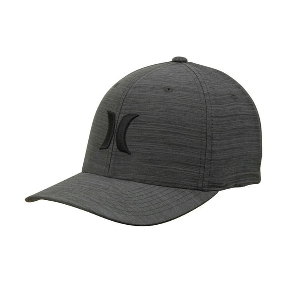 Hurley Men's Hat Black Texture Flex Fit Cap (Large/X-Large, Black Heather)