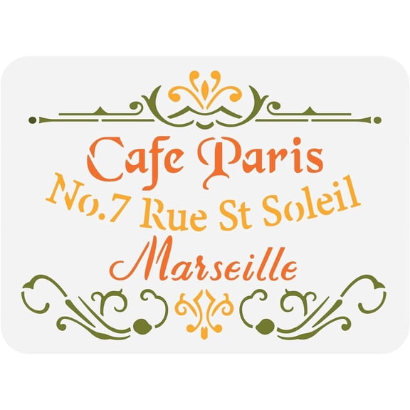 1Pc Classic Cafe Paris Painting Stencil Drawing Template on Wood Canvas Tiles Floor Wall 11.7x8.3inch