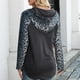 thumbnail image 5 of Sudadera con capucha de mujer Leopardo empalme con botones de bolsillo Pullover Camisa Casual con ca Abanopi Gris/Grande, 5 of 7