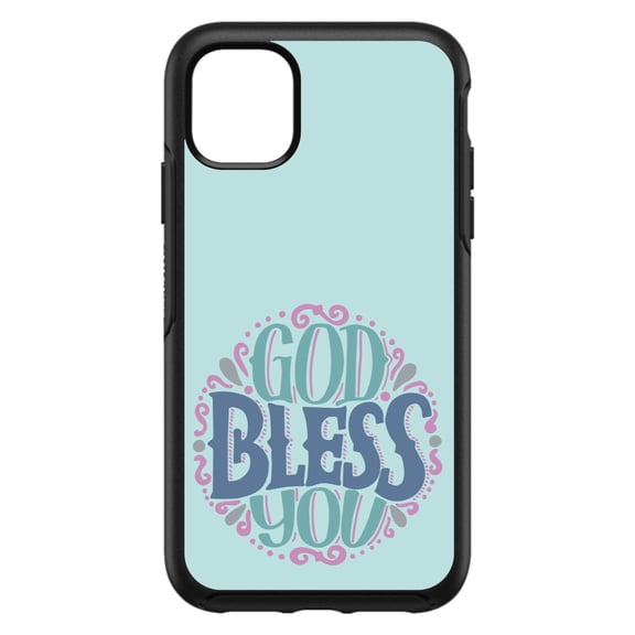DistinctInk Custom SKIN / DECAL compatible with OtterBox Symmetry for iPhone 11 (6.1" Screen) - God Bless You - Circle Floral