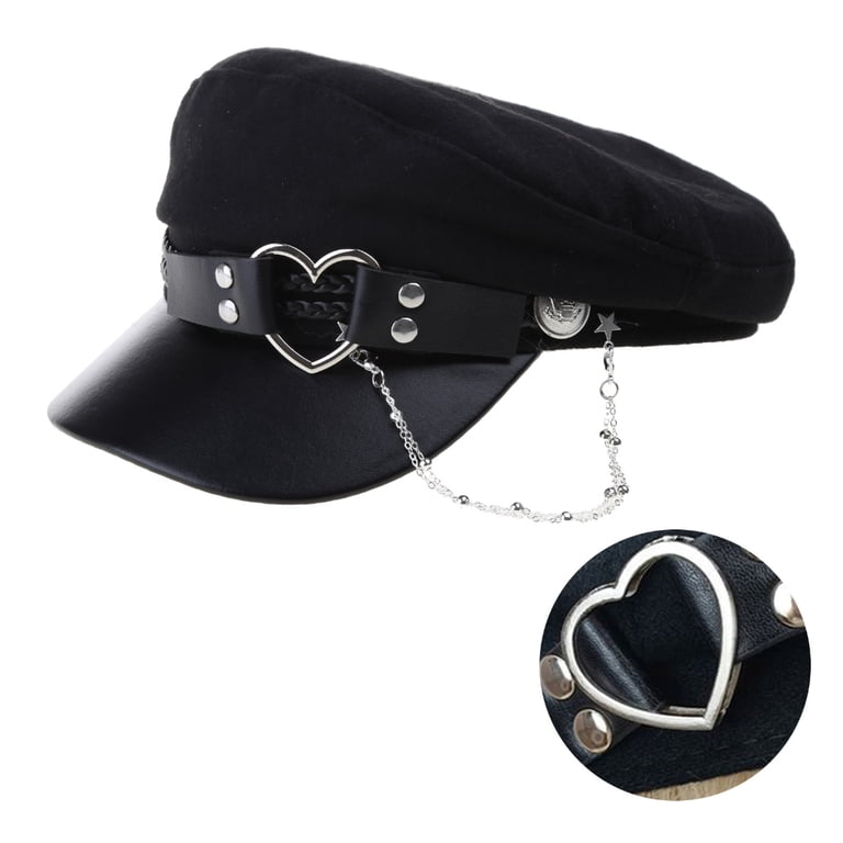 Heart beret thick white hat with silver thick heart one size Kunyeah Wool Beret Hat for Women Baby French Style Beanie  main image 3