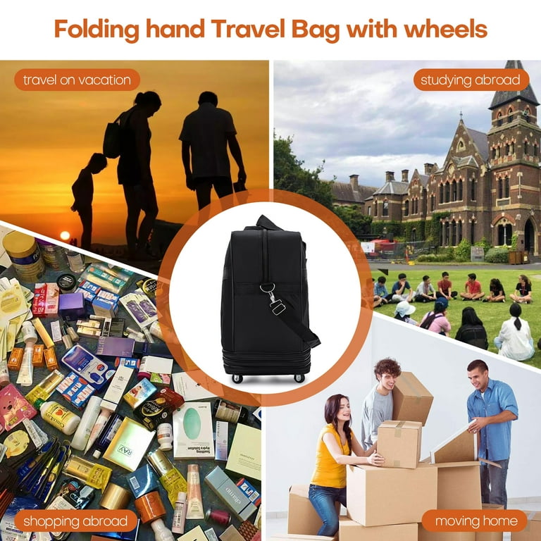 Rolling Travel Duffel Bag, Sports Tote Gym Bag, Expandable Foldable  Suitcase Luggage with Universal Wheel for Men & Women