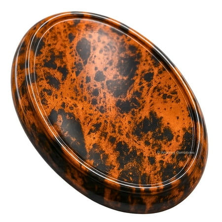 Mahogany Obsidian Thumb Worry Rubbing Stone for Anxiety Healing - Oval Cabochon for DIY Necklace, Easy to Carry Natural Crystal Pocket Palm Stone