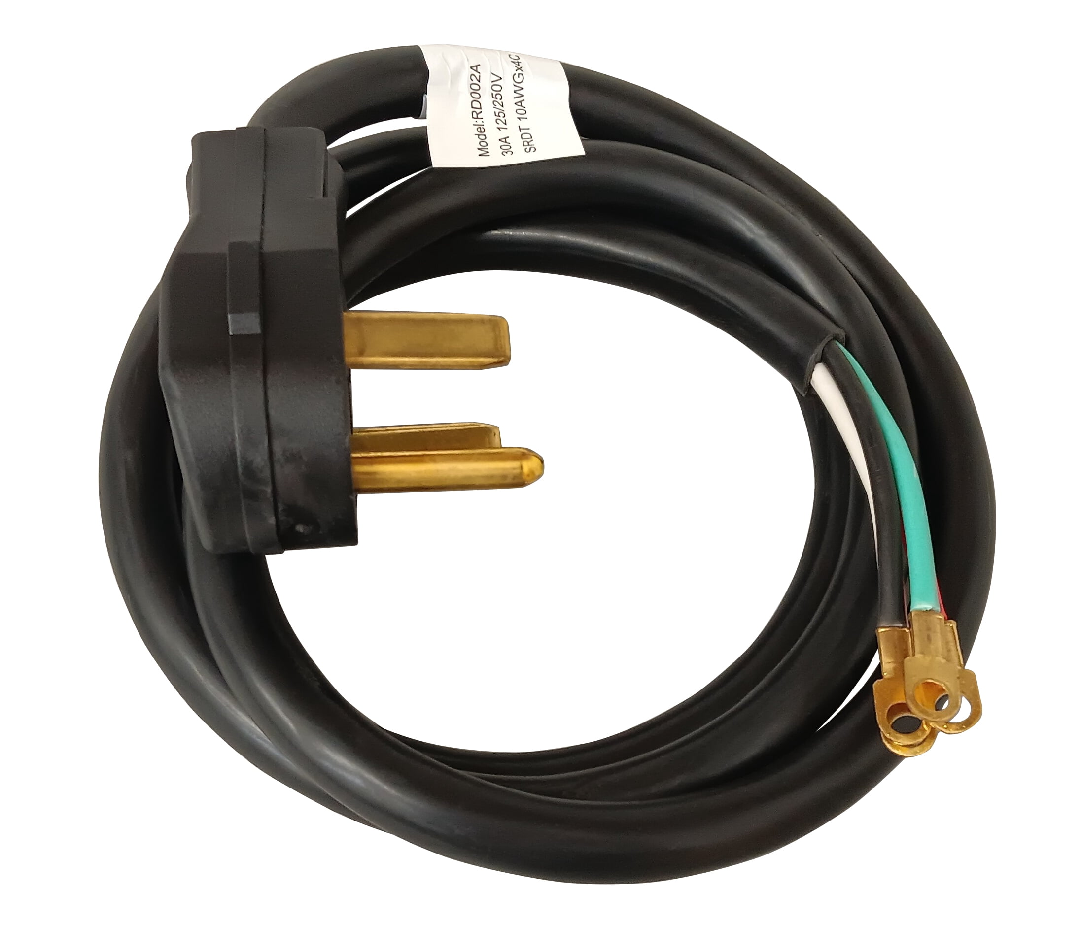 Electrical Dryer 6' Power Cord, 30 Amp, 4 Prong Wire 10 AWG, 125/250V, SDC4-30-6