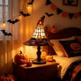 thumbnail image 5 of Tiffany-Style Imitation Stained Glass Witch Hat Table Lamp, 11.81" Vintage Imitation Glass Small Desk Light, Spooky Halloween Handicraft Lamp for Bedroom Living Room Mantel Home Decor, 5 of 5