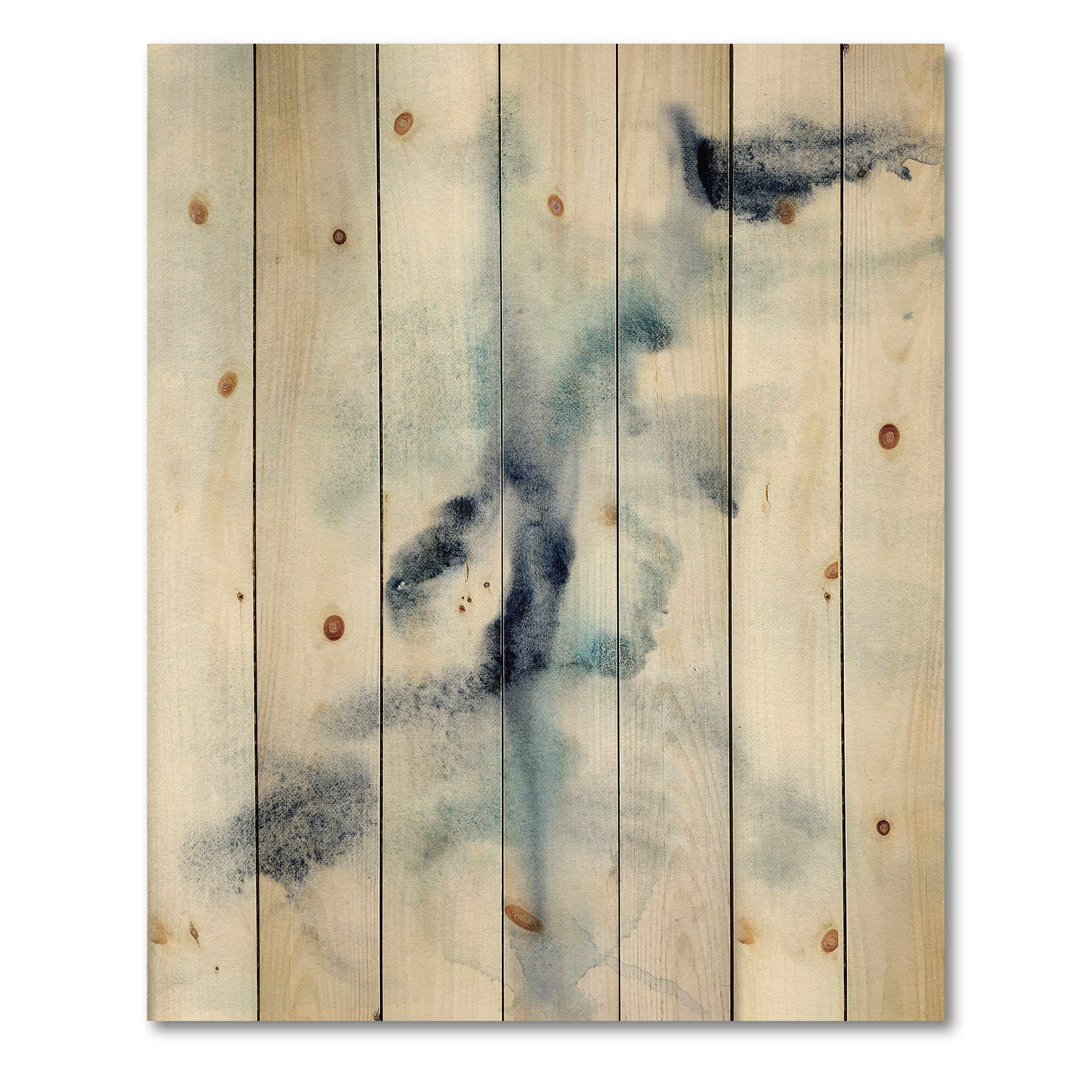 Designart 'Abstract Of Clouds Dark Blue Colored IV' Modern Print on Natural Pine Wood