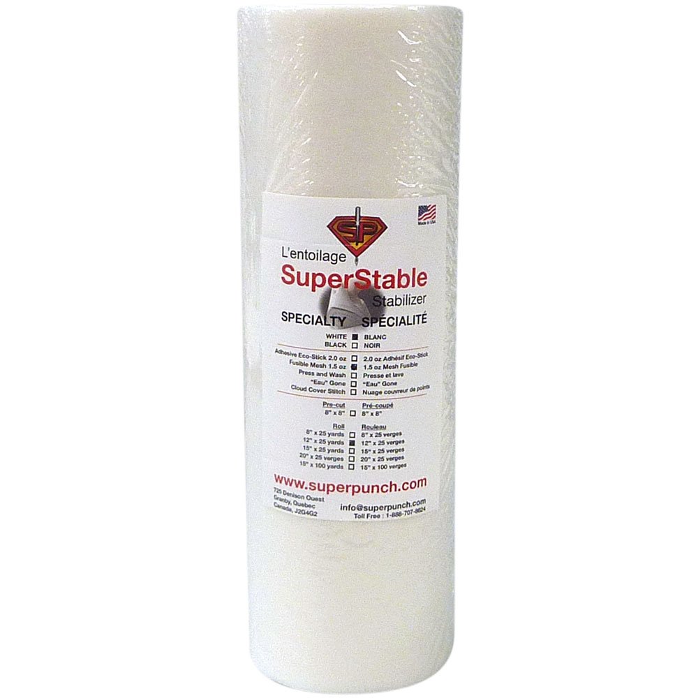 Fusible Mesh Stabilizer 1.5 oz 12 inch x 25 Yard Roll. SuperStable Fuse