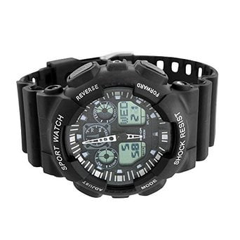 - Sports Watches For Men Black Shock Resistant Day Date Digital Analog Display
