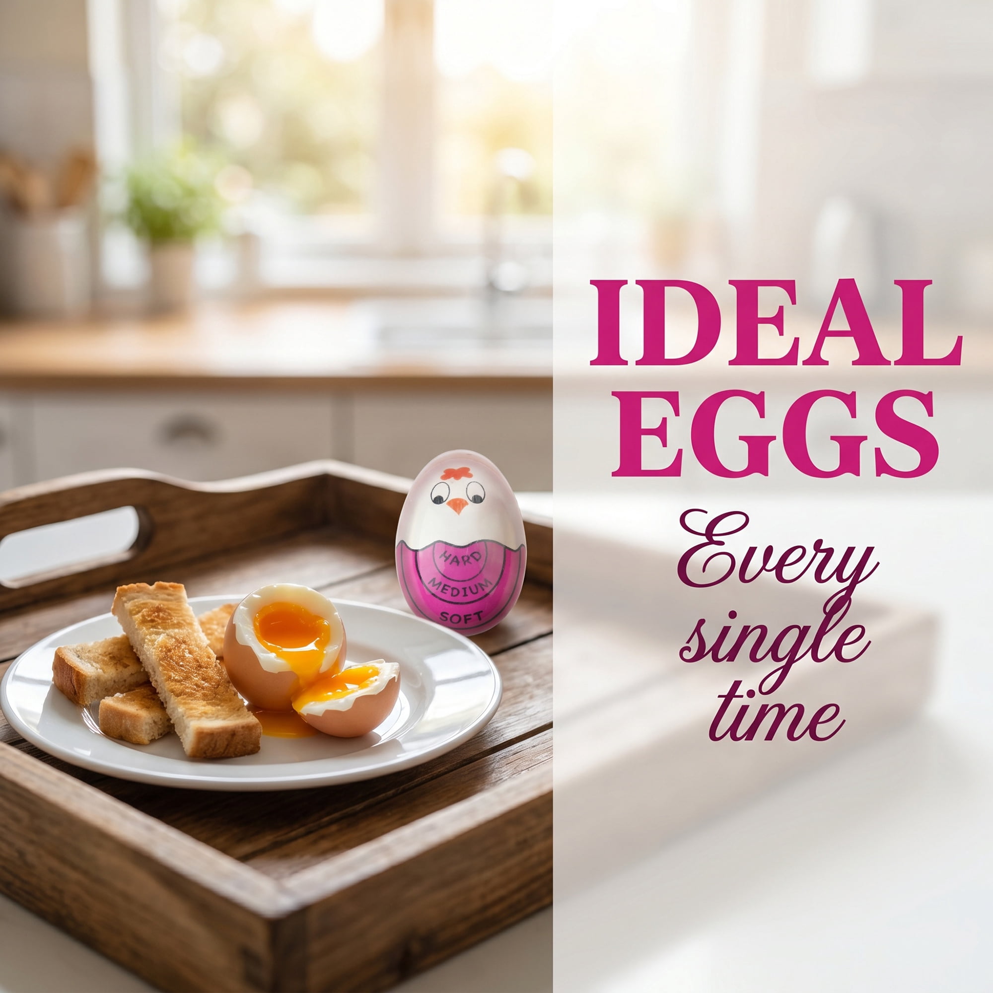 Unique Bargains Egg Timer with Color Changing Indicator for Perfect Boiled Eggs Purple