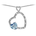 thumbnail image 2 of Star K� Double Open Heart Pendant Necklace with 6mm Sky Blue Topaz Stone, 2 of 9