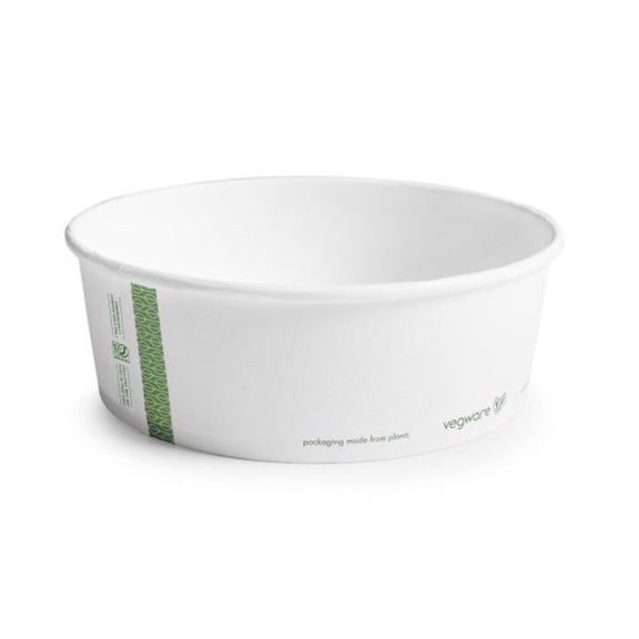 Vegware 32oz PLA-lined paper food bowl, 185-Series (QTY:300)