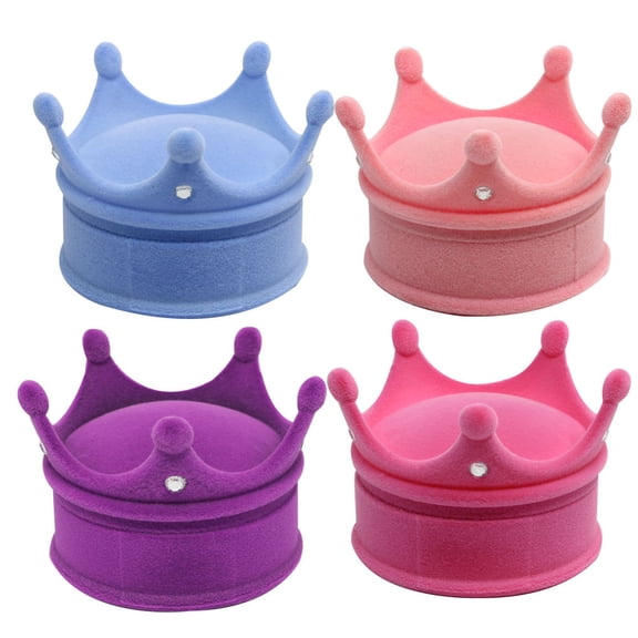 Niceauty 4Set Lightweight Jewelry Boxes For Selling Flannel Crown Shaped Storage Rosy
