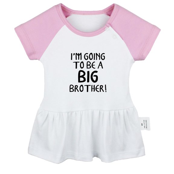 I'm Going to be a Big brother Funny Dresses For Baby, Newborn Babies Skirts, Infant Princess Dress, 0-24M Kids Graphic Clothes (Pink Raglan Dresses, 18-24 Months)