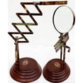 thumbnail image 3 of Vintage Style Desk Top Channer Magnifier Nautical Brass Magnifying Glass on Wooden Stand Rustic Vintage Home Decor Gifts, 3 of 5