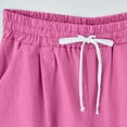 thumbnail image 5 of Rggeeun Women Shorts Summer Elastic Waist Knee Length Cotton Knit with Adjustable Tie & Side Pockets Wide Leg for Gym Relaxed Bottoms,Pink,Xxxxxl, 5 of 7