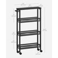 thumbnail image 5 of Slim Rolling Cart, 4-Tier Storage Cart, Narrow Cart with Handle, 5.1 Inches Deep, Metal Frame, for Kitchen, Dining Room, Living Room, Home Office,Ebony Black + Classic Black, 5 of 10