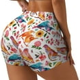 thumbnail image 2 of Naloa Flowers Birds And Butterflies Biker Shorts for Women Seamless Scrunch Short Women’s Yoga Shorts for Gym Running Sport Shorts - Small, 2 of 9