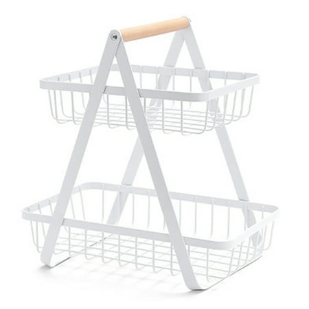 

Dcenta 2 Tier Fruit Basket Camping Metal Wire Fruit Basket Storage Holder Vegetables Snacks Display Stand for Outdoor Camping BBQ Picnics