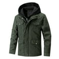 thumbnail image 2 of safuny Mens Hooded Jacket Water Puffer Jacket Full Zip Up Windproof Winter Jacket with Zip Pockets Green L, 2 of 9