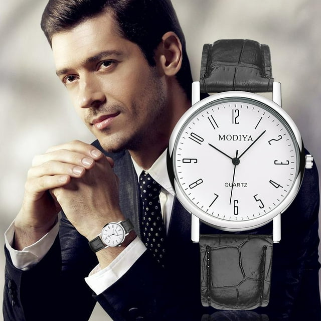 Roman Classic Dial Trend Men's Calendar Watch - Strap Belt Timepiece