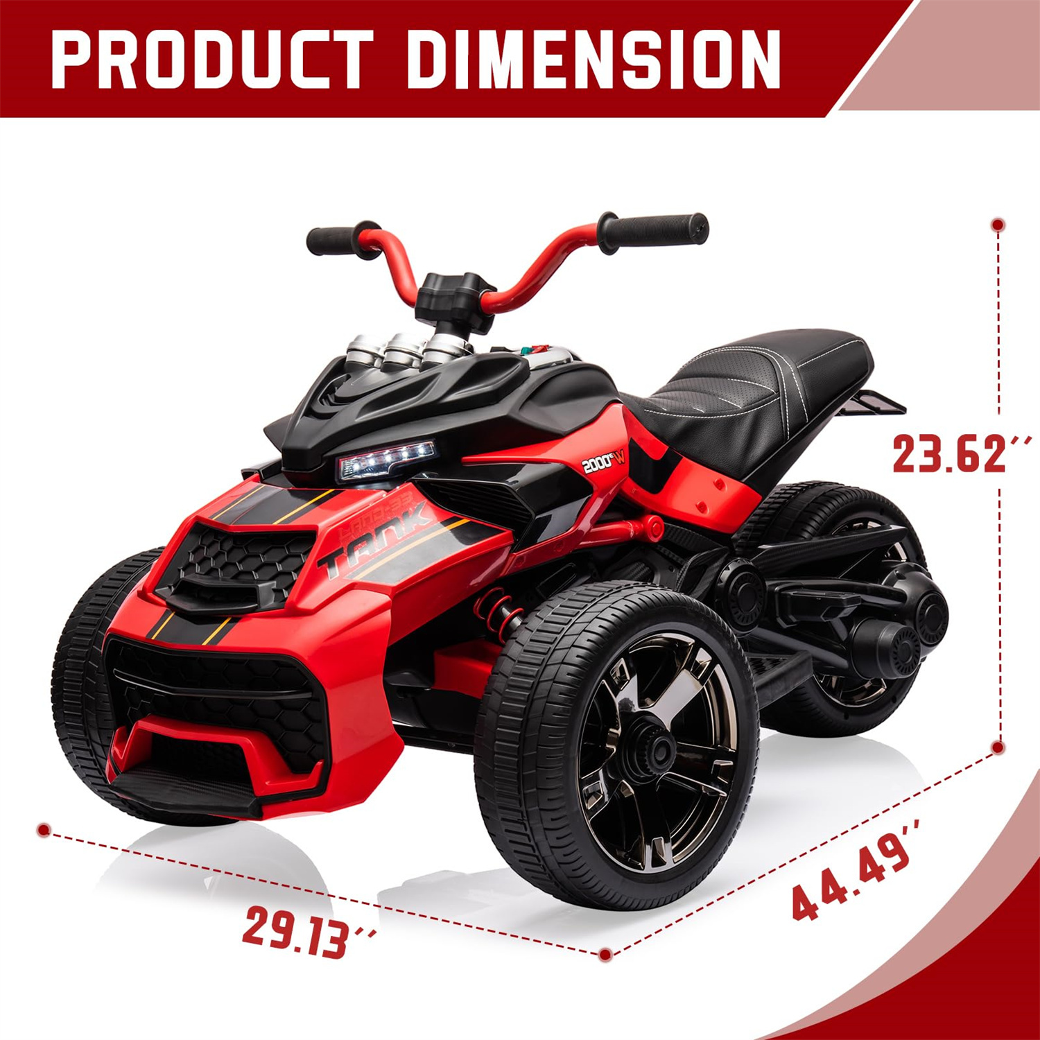 12V Kids Ride On ATV Car,3 Wheeler Motorcycle Electric Vehicle ATV with EVA Tire, LED, Music,Ride on Car Toy for Boys and Girls