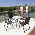 thumbnail image 4 of Gymax Chaise Pliante en Rotin Brun 4 Pcs Mobilier d'Extérieur Intérieur, 4 of 10