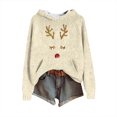 thumbnail image 2 of Women's Knit Christmas Deer Printed Hooded Sweatshirt, Cute Long Sleeve Pullover Hoodie, Fall Winter Fashion Casual Top,Beige,L, 2 of 5