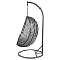 thumbnail image 3 of ACME Simona Hanging Chair, Beige Fabric & Black Wicker, 3 of 5